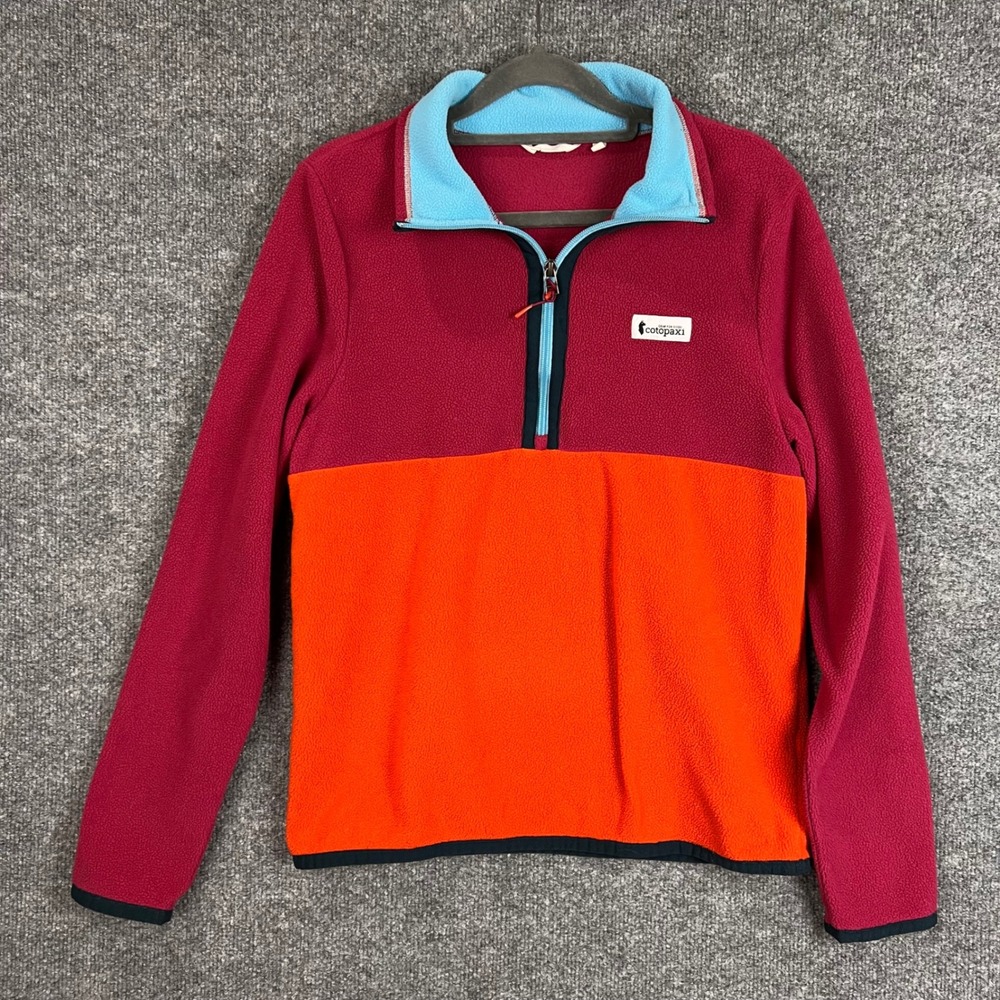Cotopaxi Teca Fleece Pullover Womens Small Maroon Orange Excellent 1/4 Zip